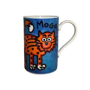 Dunoon Moggie Purr Purr Colourful Hand Painted Blue Scottish Stoneware 4” Mug